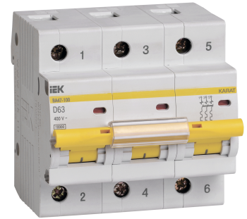 KARAT Автоматический выключатель ВА47-100 3P D 63А 10кА IEK