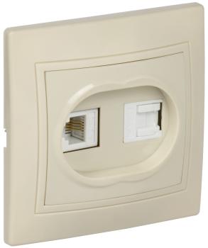 KVARTA Розетка 2-местная RJ11+RJ45 кат.5е РК/Т12-ККм кремовый GENERICA