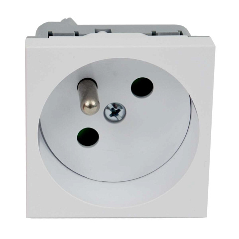 Розетка силовая QP 45x45 C (HB) c з/к QUADRO белая с защитными шторками