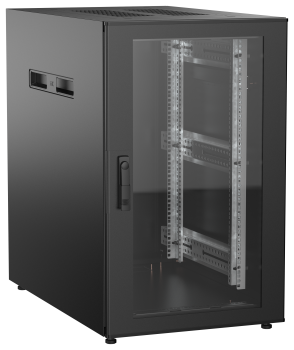 ITK UNITBOX N Шкаф сетевой 19" напольный 18U 600х1000мм стеклянная передняя дверь черный