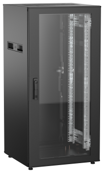 ITK UNITBOX N Шкаф сетевой 19" напольный 24U 600х600мм стеклянная передняя дверь задняя металлическая черный