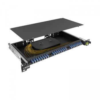 Кросс 19" NTSS PREMIUM выдвижной, предсобранный 1U, 24 порта LC/UPC duplex, 9/125 мкм, черный