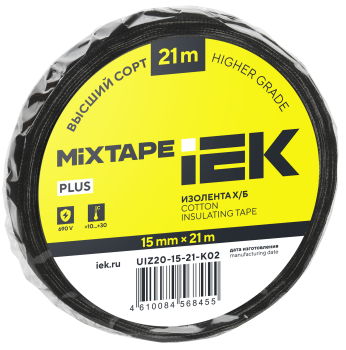 MIXTAPE PLUS Изолента Х/Б 15мм 21м IEK