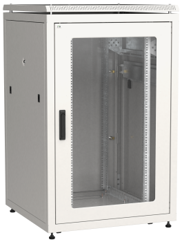 ITK LINEA N Шкаф сетевой 19" 24U 800х800мм стеклянная передняя дверь задняя металлическая серый