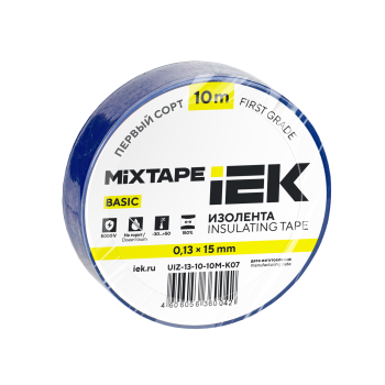 MIXTAPE BASIC Изолента 0,13х15мм синяя 10м IEK