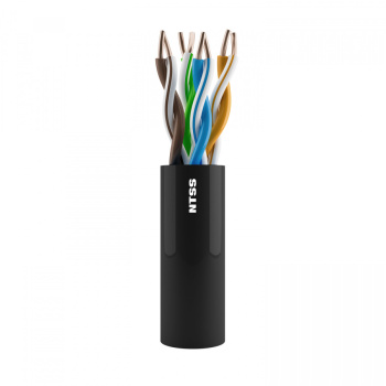 Кабель витая пара NTSS U/UTP 5e 4 пары одножильный 24AWG медь 305м внешний PE черный