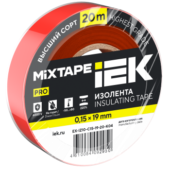MIXTAPE PRO Изолента 0,15х19мм красная 20м IEK