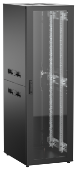 ITK UNITBOX N Шкаф сетевой 19" напольный 38U 600х800мм стеклянная передняя дверь задняя металлическая черный