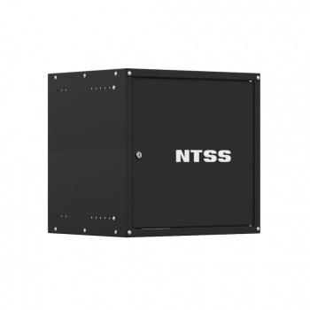 Шкаф настенный телекоммуникационный NTSS LIME 9U 550х600х500мм, 2 профиля 19, дверь сплошная металл, боковые стенки несъемные, разобранный, черный RAL