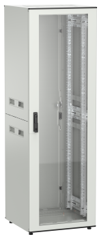 ITK UNITBOX N Шкаф сетевой 19" напольный 38U 600х600мм стеклянная передняя дверь задняя металлическая серый