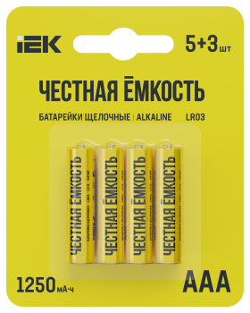 Батарейка щелочная Alkaline LR03/AAA (5+3шт/блистер) ПРОМО IEK