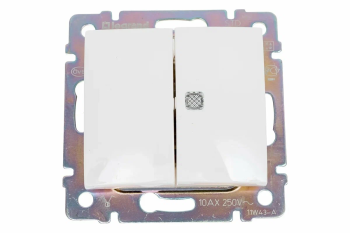 VALENA DIY Выключатель 2-клавишный с индикацией схема 5L 10АХ безвинтовые зажимы белый