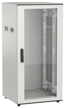 ITK UNITBOX N Шкаф сетевой 19" напольный 24U 600х600мм стеклянная передняя дверь серый