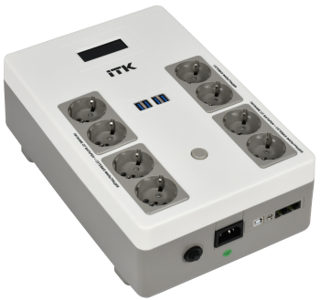 ITK ELECTRA ST8 ИБП Линейно-интерактивный 800ВА/480Вт LCD АКБ 1х9AH 8хSchuko USB 4хUSB зарядки