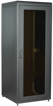 ITK LINEA N Шкаф сетевой 19" 47U 800х800мм стеклянная передняя дверь задняя металлическая черный