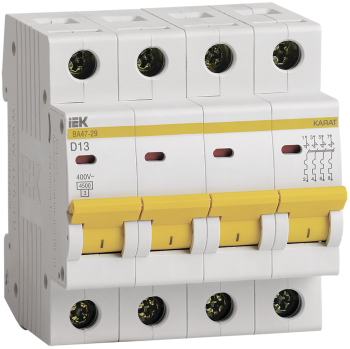 KARAT Автоматический выключатель ВА47-29 4P D 13А 4,5кА IEK