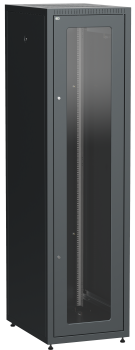 ITK LINEA E Шкаф напольный сетевой 19" 47U 600х800мм стеклянная передняя дверь задняя металлическая черный