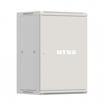 Шкаф настенный телекоммуникационный NTSS W 15U 600х600х770мм, 2 профиля 19, дверь сплошная металл, боковые стенки съемные, разобранный, серый RAL 7035