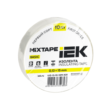 MIXTAPE BASIC Изолента 0,13х15мм белая 10м IEK