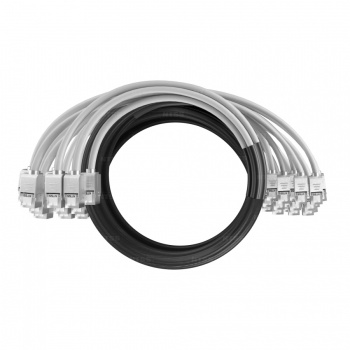 Кабельная сборка NTSS PREMIUM 24pc, FTP CAT6, оконцована разъемами KEYSTONE RJ45 FTP CAT6, заделка в чулке, вывод 0.6м, длина 15м, LSZH, серый