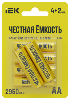 Батарейка щелочная Alkaline LR6/AA (4+2шт/блистер) ПРОМО IEK