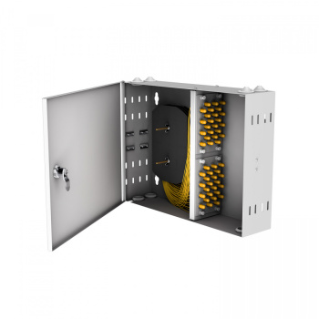 Кросс настенный, NTSS PREMIUM предсобранный, 32 порта ST/UPC, 9/125 мкм (планки, сплайс-кассета, пигтейлы, КДЗС, адаптеры)