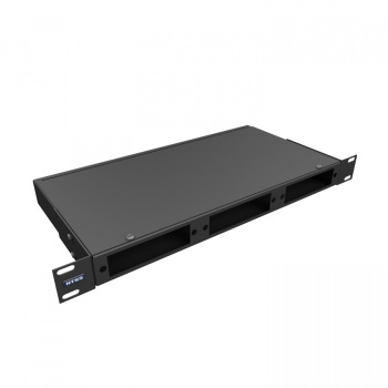 Кросс NTSS оптический 19'' укомплектованный 1U, 8 портов LC/UPC duplex, 50/125 мкм (планки, сплайс-кассета, пигтейлы, КДЗС, адаптеры) черный RAL 9005