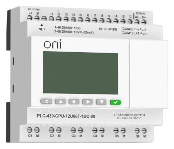 ПЛК 430 Модуль ЦПУ 4 DI 6 UI (0-10 В/DI) 2 UI (0-10 В/0-20 мА/DI) 6 TO 24В DC с Ethernet портом с экраном ONI