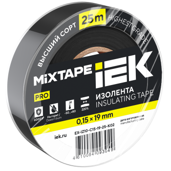 MIXTAPE PRO Изолента 0,15х19мм черная 25м IEK
