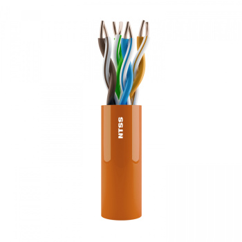 Кабель витая пара NTSS U/UTP 5e 4 пары одножильный 24AWG медь 305м внутренний нг(А)-HF (LSZH) оранжевый