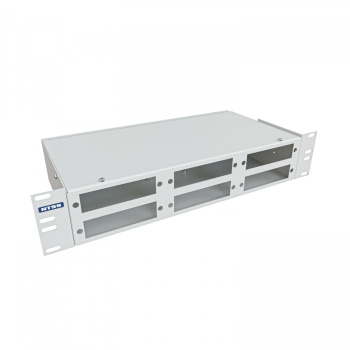 Кросс NTSS оптический 19", укомплектованный 2U, 32 порта FC/UPC, 62.5/125 мкм (планки, сплайс-кассета, пигтейлы, КДЗС, адаптеры) серый RAL 7035
