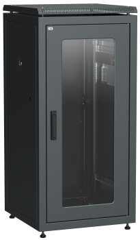 ITK LINEA N Шкаф сетевой 19" 18U 600х600мм стеклянная передняя дверь задняя металлическая черный