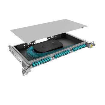 Кросс 19" NTSS PREMIUM выдвижной, предсобранный 1U, 16 портов LC/UPC duplex, 50/125 мкм OM3