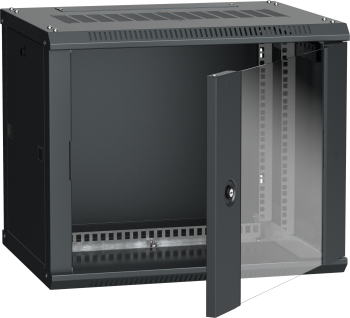 ITK Шкаф LINEA W 9U 600х450мм дверь стекло черный RAL9005