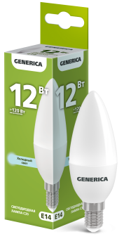 Лампа светодиодная C35 свеча 12Вт 230В 6500К E14 GENERICA