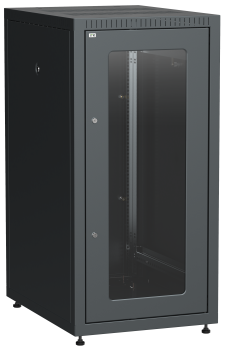 ITK LINEA E Шкаф напольный сетевой 19" 24U 600х800мм стеклянная передняя дверь задняя металлическая черный