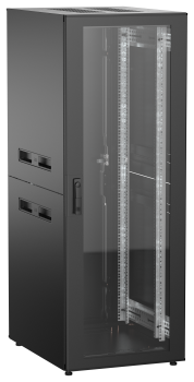 ITK UNITBOX N Шкаф сетевой 19" напольный 33U 600х800мм стеклянная передняя дверь задняя металлическая черный