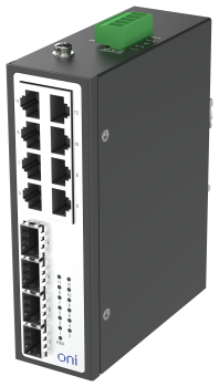 Коммутатор промышленный неуправляемый ISU-450 Ethernet 4 SFP слота 100/1000BaseX 8 портов 10/100/1000BaseT разъем RJ45 24В AC/12/24/48В DC с резервированием ONI