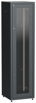 ITK LINEA E Шкаф напольный сетевой 19" 47U 600х600мм стеклянная передняя дверь задняя металлическая черный