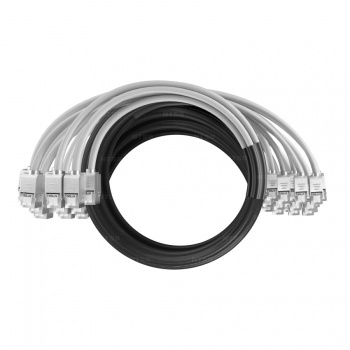 Кабельная сборка NTSS PREMIUM 24pc, FTP CAT6, оконцована разъемами KEYSTONE RJ45 FTP CAT6, заделка в чулке, вывод 0.6м, длина 25м, LSZH, серый