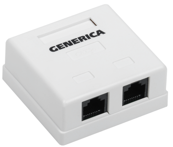 Розетка информационная настенная RJ45 кат.5E UTP 2 порта GENERICA