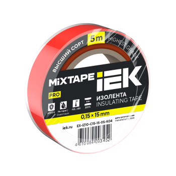 MIXTAPE PRO Изолента 0,15х15мм красная 5м IEK