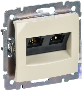 VALENA Розетка компьютерная двойная RJ45 категория 6 UTP с захватами слоновая кость