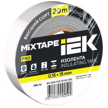 MIXTAPE PRO Изолента 0,15х15мм белая 20м IEK