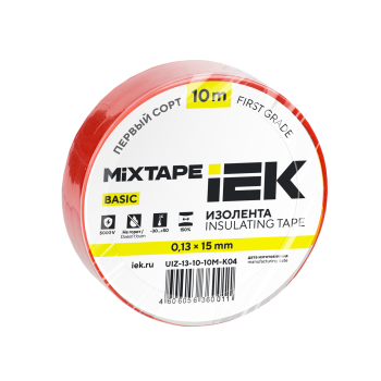 MIXTAPE BASIC Изолента 0,13х15мм красная 10м IEK