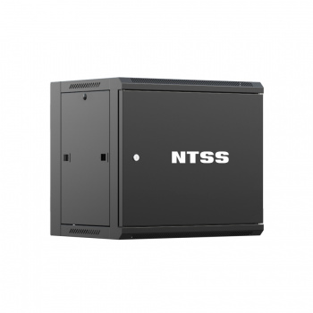 Шкаф настенный телекоммуникационный NTSS W 12U 600х600х635мм, 2 профиля 19, дверь сплошная металл, боковые стенки съемные, разобранный, черный RAL 900