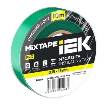 MIXTAPE PRO Изолента 0,15х15мм зеленая 10м IEK