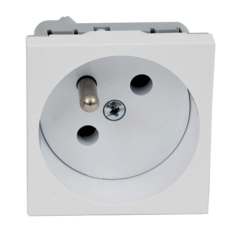 Розетка силовая QP 45x45 C (HB) c з/к QUADRO белая
