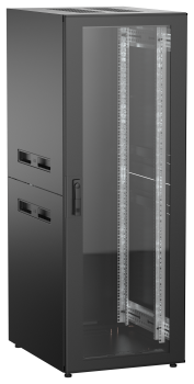 ITK UNITBOX N Шкаф сетевой 19" напольный 33U 600х800мм стеклянная передняя дверь черный