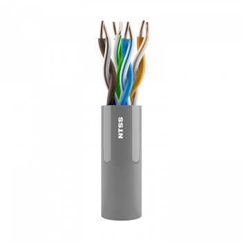 Кабель витая пара NTSS U/UTP 6 кат. 4 пары одножильный 23AWG медь 305м внутренний нг(А)-HF (LSZH) серый